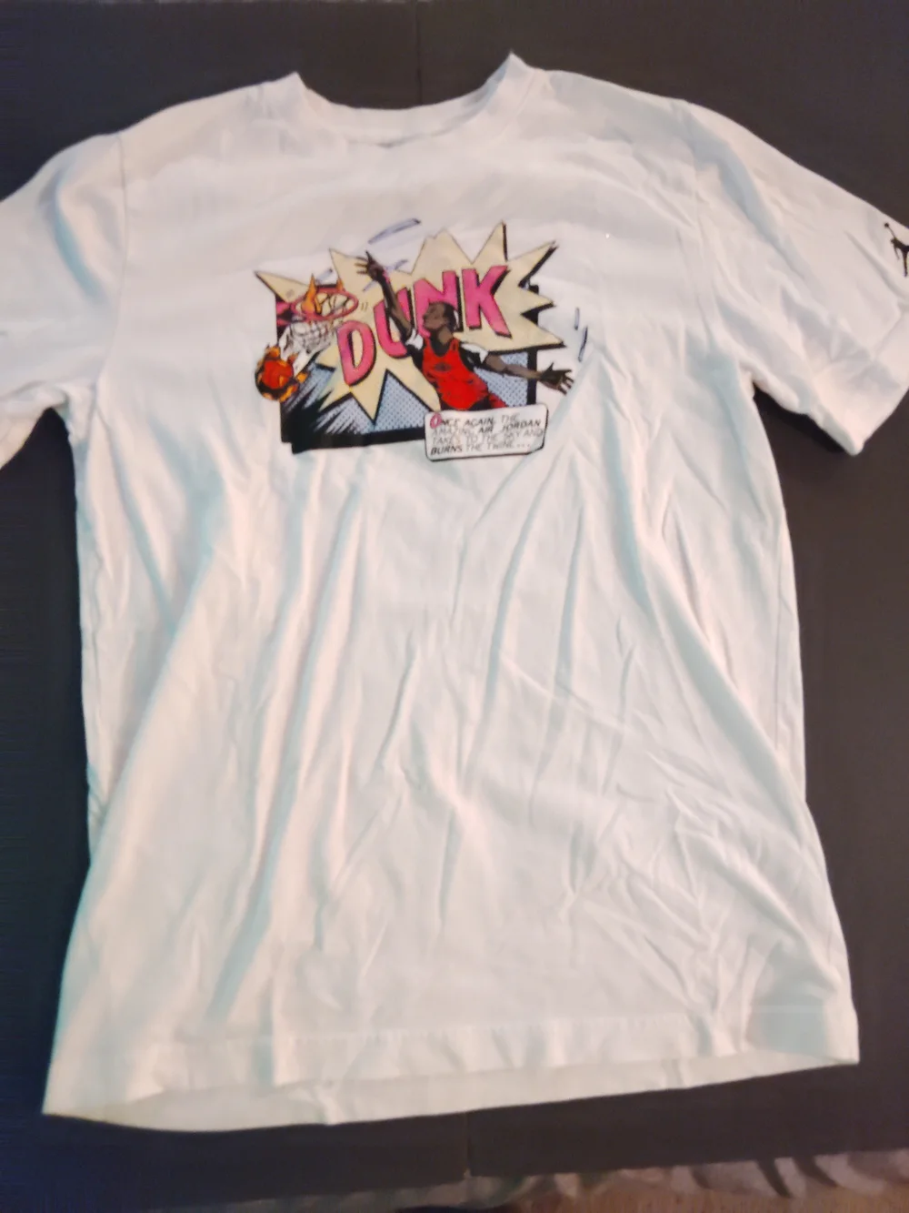 Jordan White Tee with Comic Dunk Graphic